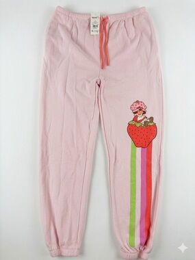Strawberry Graphic Pink Jogger Pant with Drawstring Waist